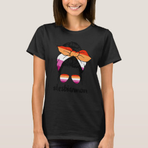 Camiseta Mãe Lésbica Com Coque De Cabelo Desgrenhado Apoian