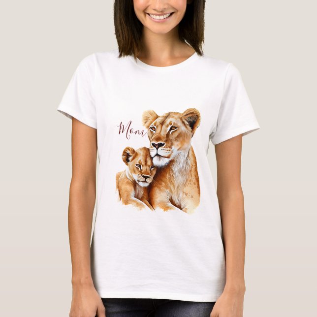 Camiseta Mãe Lion e seu dia de as mães bebê (Frente)