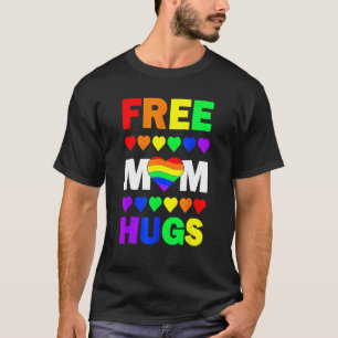 Camiseta Mãe Livre Abraça Arco-Íris Corações LGBT Gay Lésbi