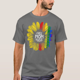 Camiseta Mãe Livre Abraça Arco-Íris Girassol LGBTQ Orgulho