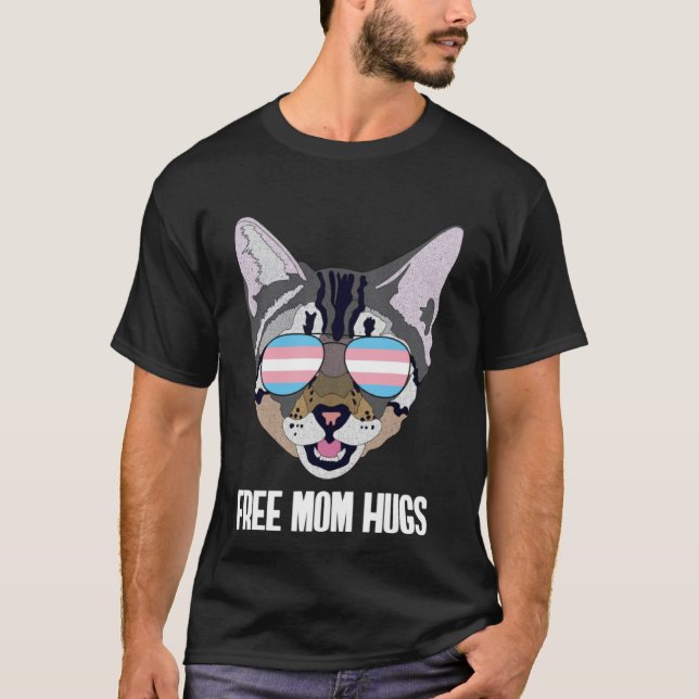 Camiseta Mãe Livre Abraça Cabeça Engraçada Gato Trans Prior (Frente)