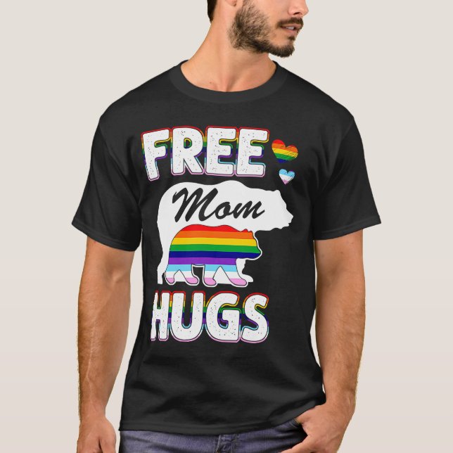 Camiseta Mãe Livre Abraça Cinza Arco-Íris LGBT (Frente)