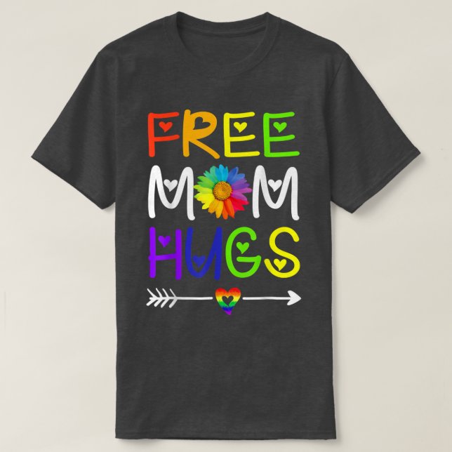 Camiseta Mãe Livre Abraça Daisy Rainbow Coração LGBT Mês (Frente do Design)