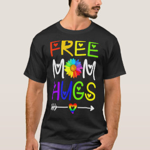 Camiseta Mãe Livre Abraça Daisy Rainbow Flower Heart Prid