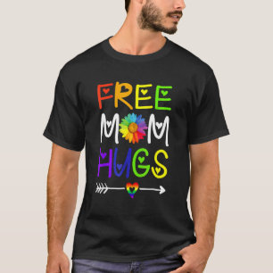 Camiseta Mãe Livre Abraça Daisy Rainbow Heart Lgbt Pride Mê