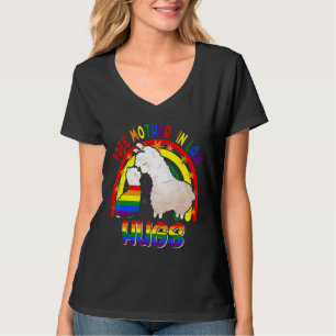 Camiseta Mãe Livre Abraça Dois Lhamas Orgulhosos Chuva Lgbt