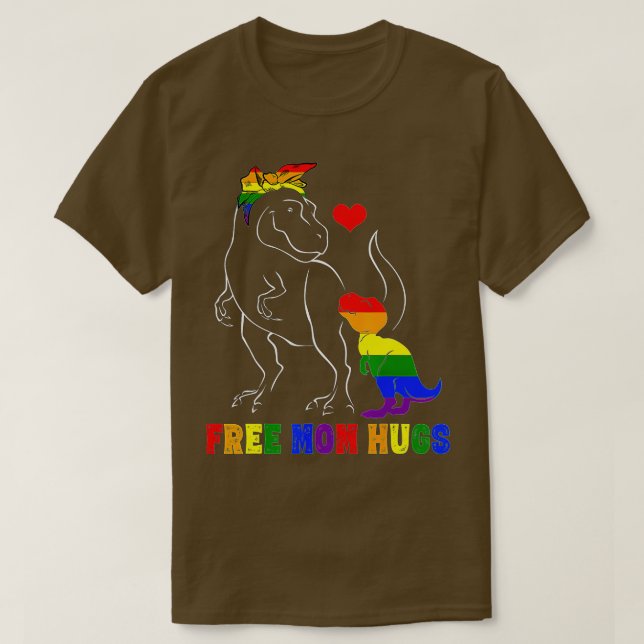 Camiseta Mãe Livre Abraça LGB Mãe Mamasaurus Rainbow Gift (Frente do Design)