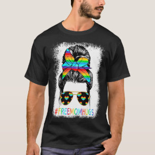 Camiseta Mãe Livre Abraça Mama Cardíaca Arrebatada Arco-Íri