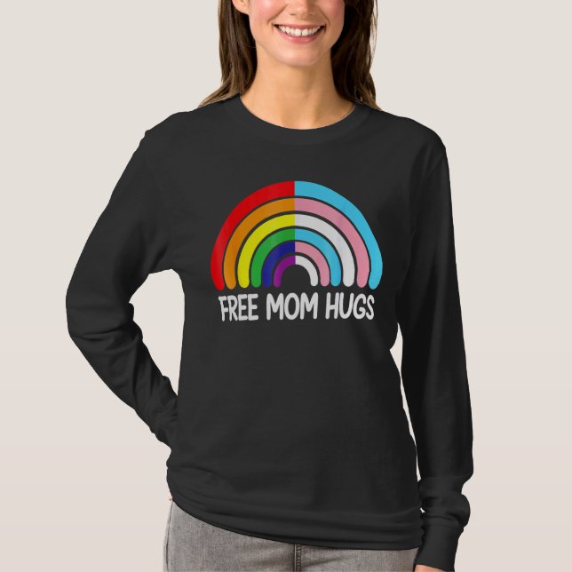 Camiseta Mãe Livre Abraça O Arco Arco-Íris Sinalizador Lgbt (Frente)