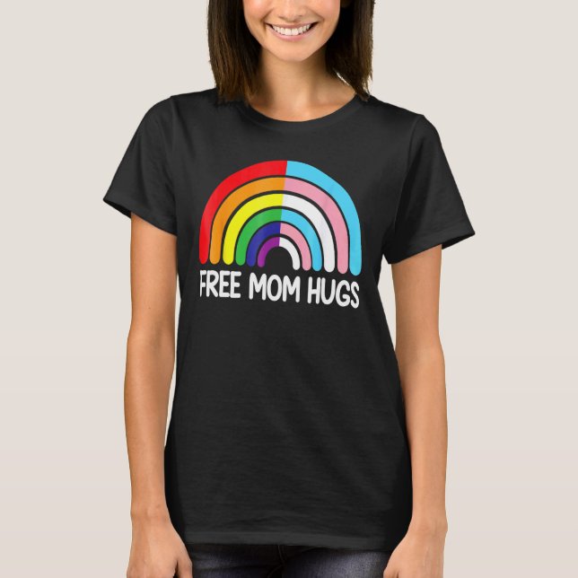 Camiseta Mãe Livre Abraça O Arco Arco-Íris Sinalizador Lgbt (Frente)