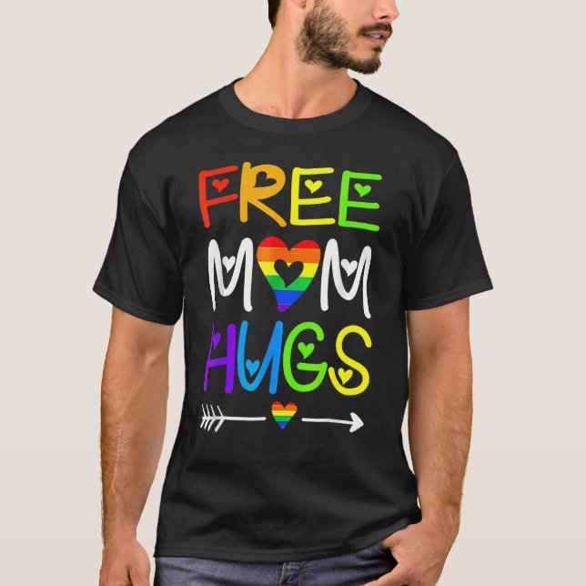Camiseta Mãe Livre Abraça o Arco-Íris Mês do Orgulho Lgbt (Frente)