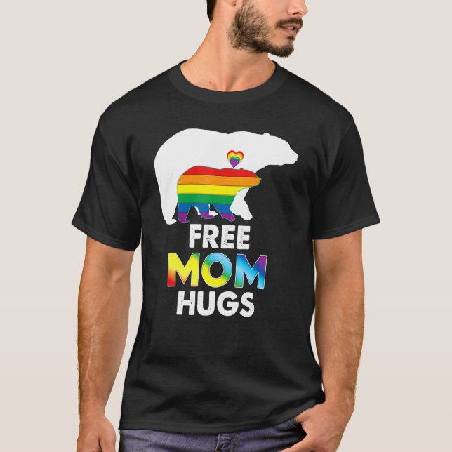 Camiseta Mãe Livre Abraça o Urso Arco Arco Lgbt Orgulho Gay (Frente)