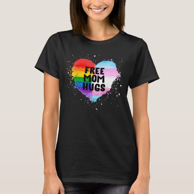 Camiseta Mãe Livre Abraça Orgulho gay de Sinalizador LGBT d (Frente)