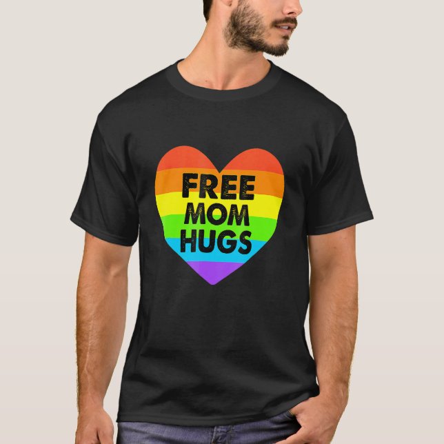 Camiseta Mãe Livre Abraça Orgulho gay Transgender Rainbow H (Frente)