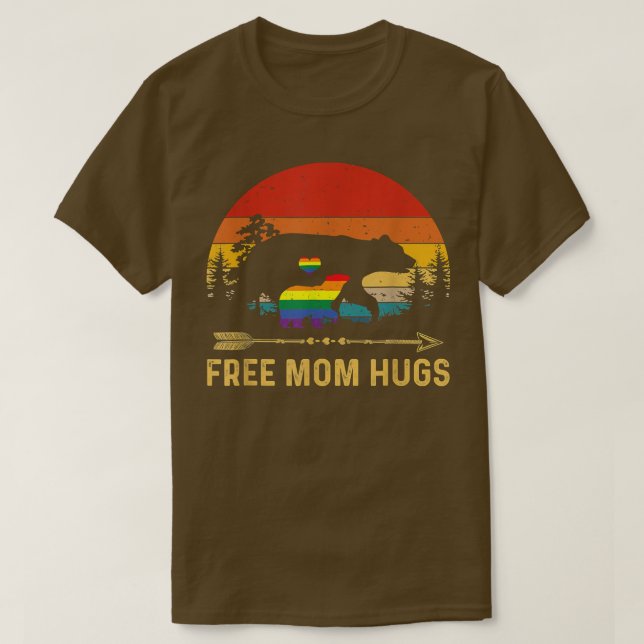 Camiseta Mãe Livre Abraça Orgulho LGBT Mama Bear Retro Tshi (Frente do Design)