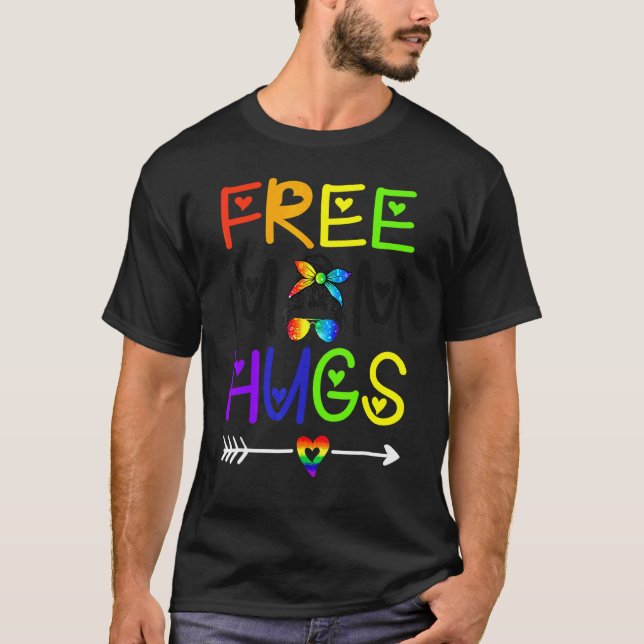 Camiseta Mãe Livre Abraça Orgulho Mágico Bun Arco-Íris Cora (Frente)