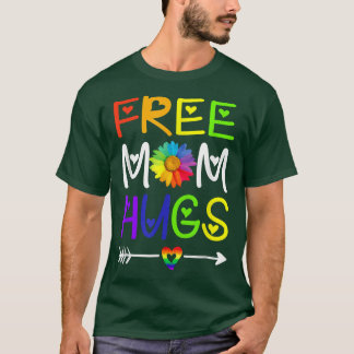 Camiseta Mãe Livre de gay Abraça Daisy Rainbow Heart LGBT P
