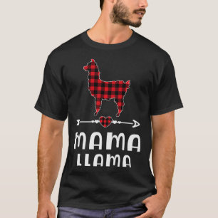 Camiseta Mãe Llama Natal Pajama Xadrez Vermelha Buffalo Fam