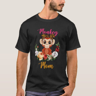 Camiseta Mãe Macaco Floral Gravata Borboleta Macaco Amante