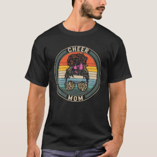 Camiseta Mãe Mãe Leopard Megaphone Cheerleader Mãe Vida B