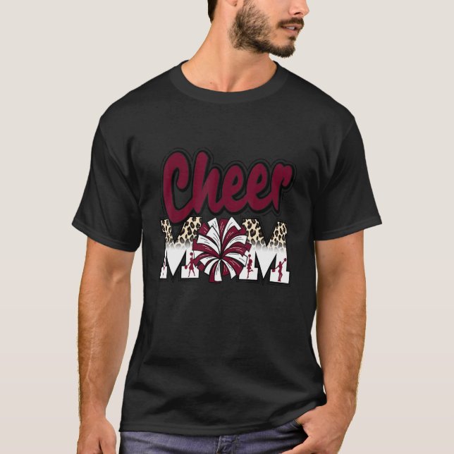 Camiseta Mãe Mãe Maroon Leopard Leopard Leoke Pom Poms 1 (Frente)