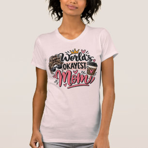 Camiseta Mãe Mais Ou Menos do Mundo Laço Desgrenhado Estamp