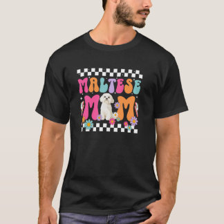 Camiseta Mãe Maltesa De Uma Mamãe Maltesa Groovy Mãe Maltes