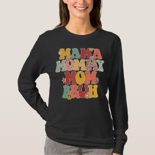 Camiseta Mãe Mamãe Mãe Bruh Leopard Retro Hippie Mães D
