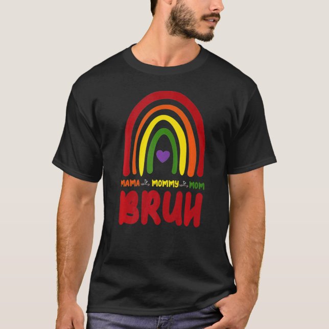 Camiseta Mãe Mamãe Mãe Bruh Rainbow Boho Dia de as mães (Frente)