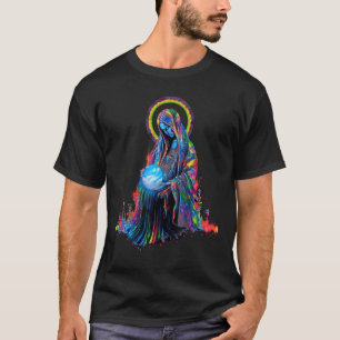 Camiseta Mãe Maria Protetora, Observa a Terra, Católi