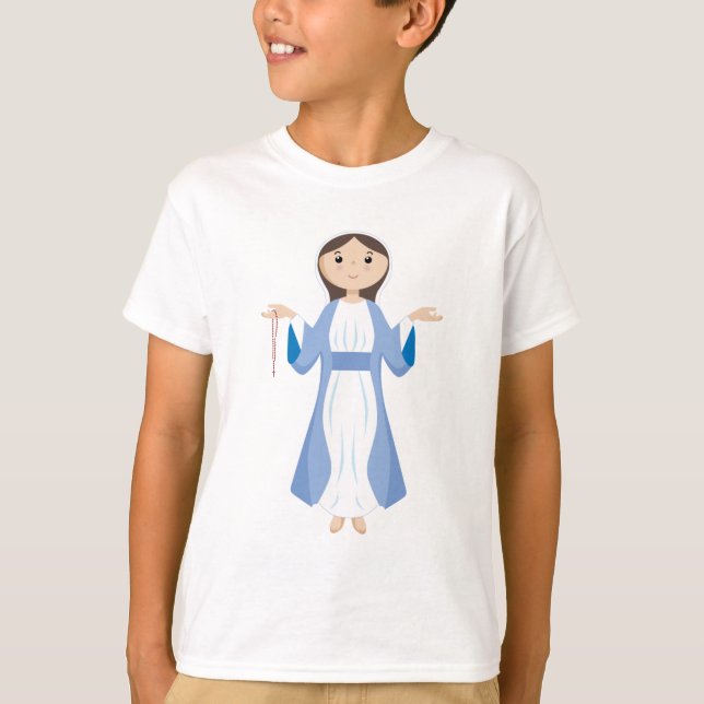 Camiseta Mãe Mary com rosário (Frente)