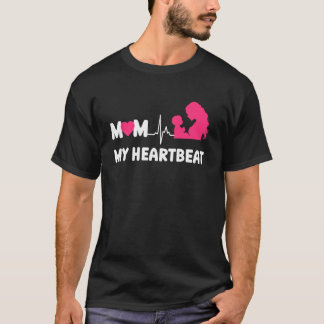 Camiseta MÃE Meu Batimento Cardíaco Mãe Esperançosa Engraça
