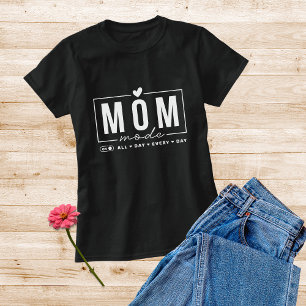 Camiseta Mãe Modo Engraçado Simples Tipografia de Script Mo