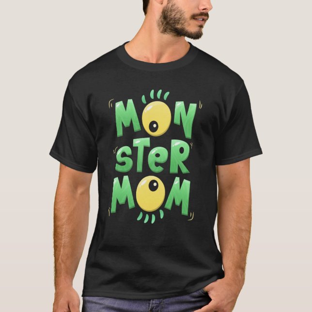 Camiseta Mãe Monstro Dia das Bruxas Mamãe Olhos de Monstro  (Frente)
