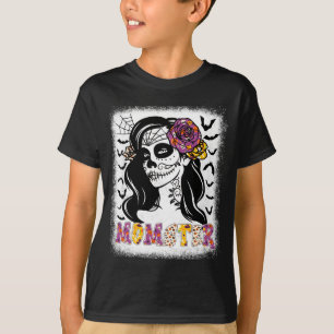 Camiseta Mãe monstro engraçada crânio coque desarrumado mãe