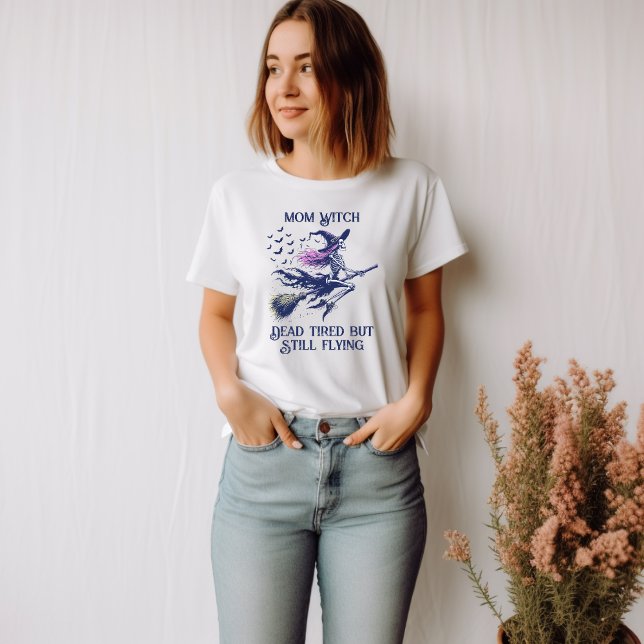 Camiseta Mãe Morto De Bruxa Centeada Vassoura-Vaca-Vaca (Criador carregado)