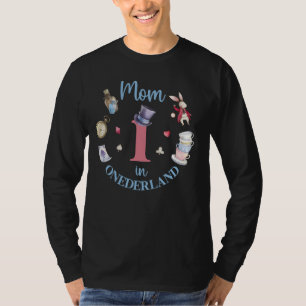 Camiseta Mãe Na Onderland primeiro aniversario Girl Parte D