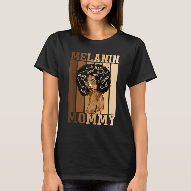 Camiseta Mãe negra Melanina Mamãe Mama Dia de as mães Preto (Frente)