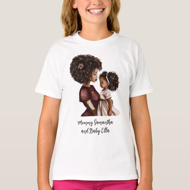 Camiseta Mãe negra personalizada e filha (3) (Frente)