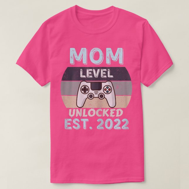 Camiseta Mãe nível desbloqueado no Est 2022 Mãe jogadora de (Frente do Design)