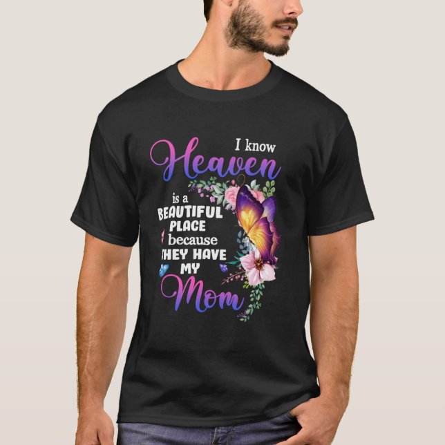 Camiseta Mãe No Céu Borboleta Roxa Perda De Mãe Amada F (Frente)
