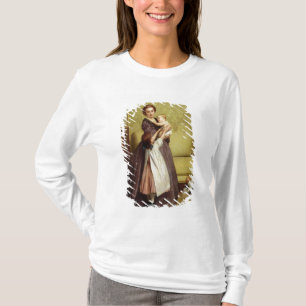 Camiseta Mãe nova com suas crianças em um salão de belez
