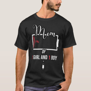 Camiseta Mãe Orgulhosa de 1 Menina e 1 Menino, Mãe Gráfica 