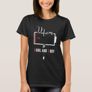 Camiseta Mãe Orgulhosa de 1 Menina e 1 Menino, Mãe Gráfica 