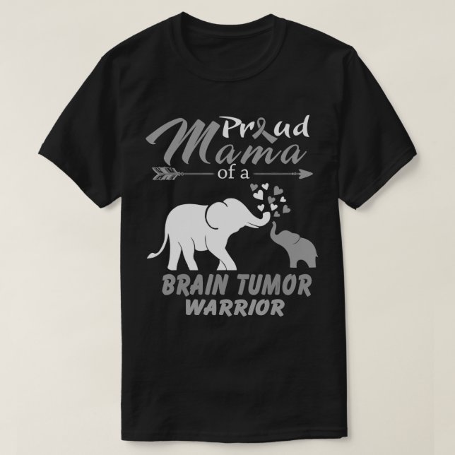 Camiseta Mãe Orgulhosa De Um Guerreiro Do Tumor Cerebral (Frente do Design)