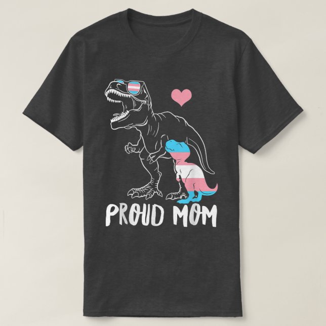 Camiseta Mãe Orgulhosa Dinossauro e Orgulho Transgênero Mam (Frente do Design)
