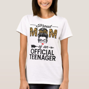 Camiseta Mãe Orgulhosa do Adolescente Oficial Leopard Print