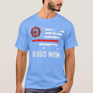 Camiseta Mãe Orgulhosa do Bombeiro Thin Red Line Mãe Amer