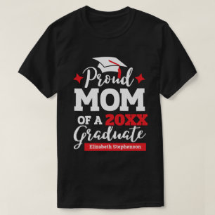 Camiseta Mãe orgulhosa do formando vermelho e branco