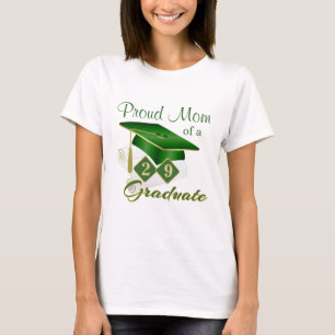 Camiseta Mãe orgulhosa, Dourada graduação verde